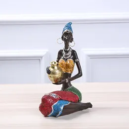 Изысканный этнический стиль африканская красавица статуя креативная домашняя мебель Декор Подарки Смола ремесла африканская красавица скульптура - Цвет: 02