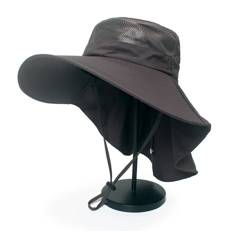 Анти-УФ Складная дышащая летняя Солнцезащитная шляпа для женщин и мужчин широкий пляжный навес Рыбацкая шляпа шляпы для рыбалки наружная быстросохнущая морская Кепка - Цвет: dark gray
