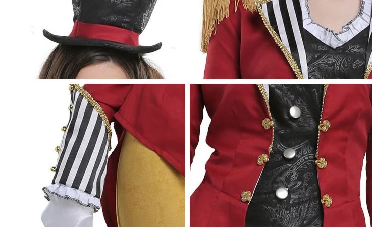 IREK/ костюм на Хэллоуин для взрослых и детей; детский спортивный костюм с изображением цирка; костюм для костюмированной вечеринки; шапка+ жилет+ куртка+ брюки