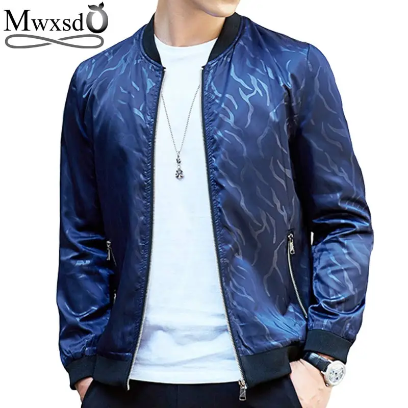 

Mwxsd brand men's casual Slim fit printed jacket Men spring autumn stander collar jacket and coat windbreaker bomber jacket