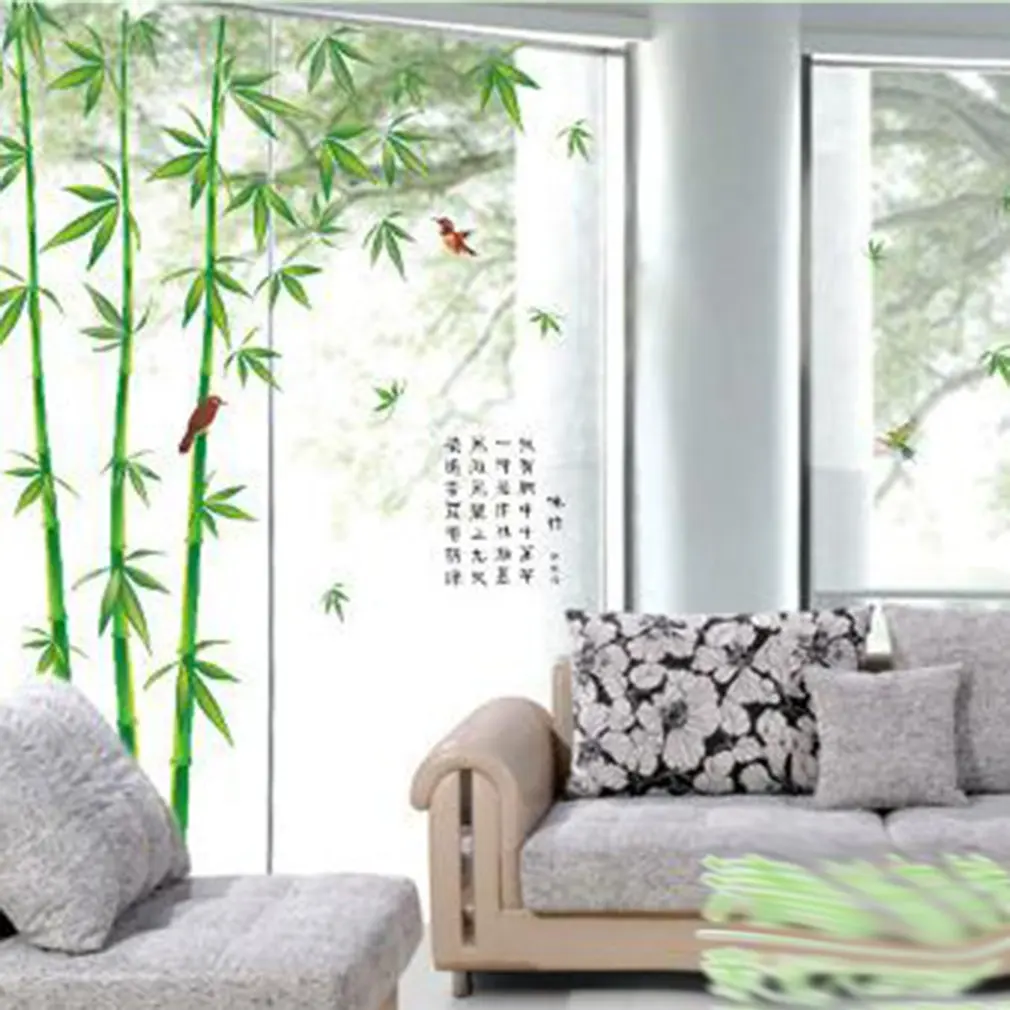 Защита окружающей среды зеленый бамбук ТВ настенная паста съемные обои для наклейки для хозяйственных нужд DIY художественные наклейки для украшения дома
