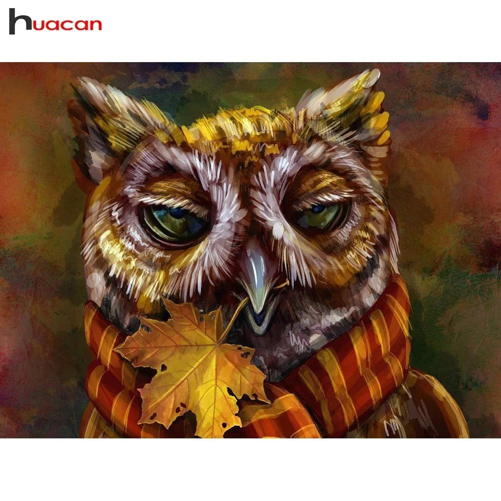 

HUACAN New Arrivals 5D Diamond Painting Owl Full Square Diamond Mosaic Animal Diamond Embroidery Cross Stitch Resin Drill