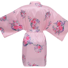 Oversize розовый китайский Для женщин район одеяние Новая Сексуальная короткая ночная атлас кимоно Ванна платье Ночная рубашка цветок пижамы YZ702