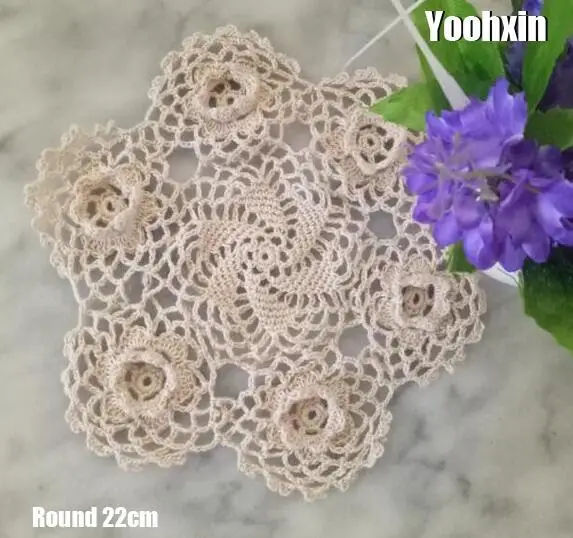 

HOT 3D cotton Round placemat cup coaster mug kitchen wedding table place mat cloth lace Crochet tea coffee doily Plate pan pad
