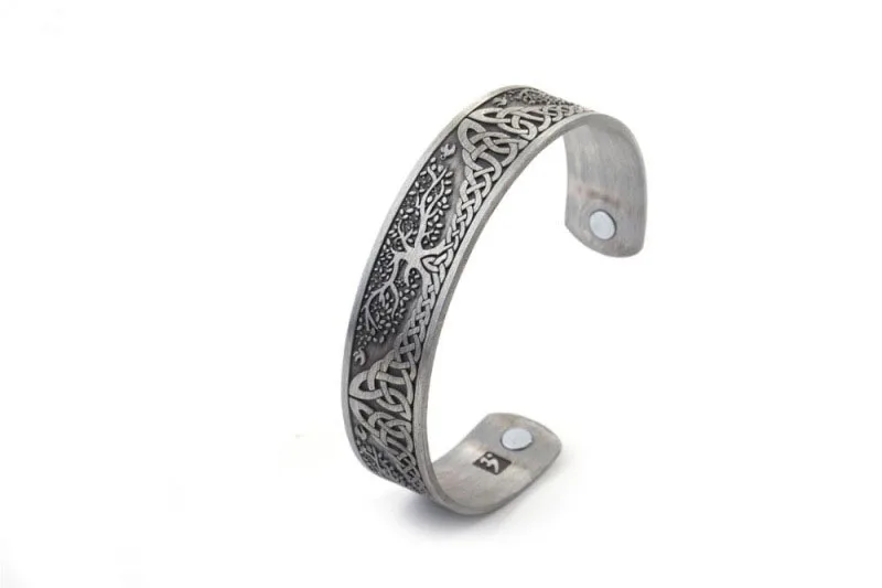 Модный персональный браслет три цвета древо жизни, браслет Викинга, открывающийся широкий браслет, мужские и женские ювелирные изделия - Окраска металла: Style 1 silver