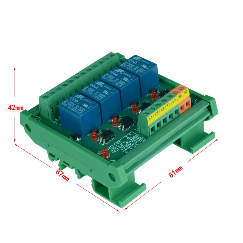 

4 channel Trigger Voltage Relay Module PLC realy module optocoupler relay module DIN rail mounting. PLC control module