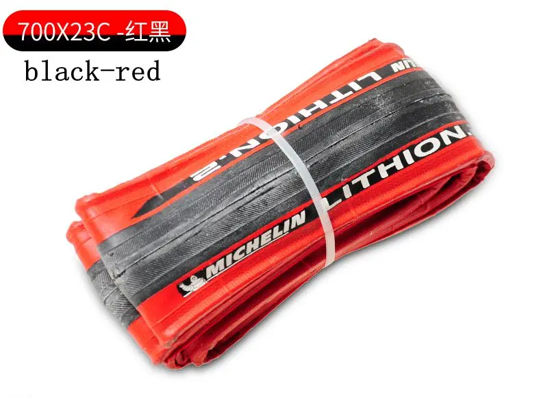 Оригинальные Шины для шоссейного велосипеда Michelin LITHION 2, 700* 23C, 25C, прокол 700C, синие, красные, черные, желтые, сверхлегкие шины для велосипеда 230 г - Цвет: 1pcs Black-Red 23C