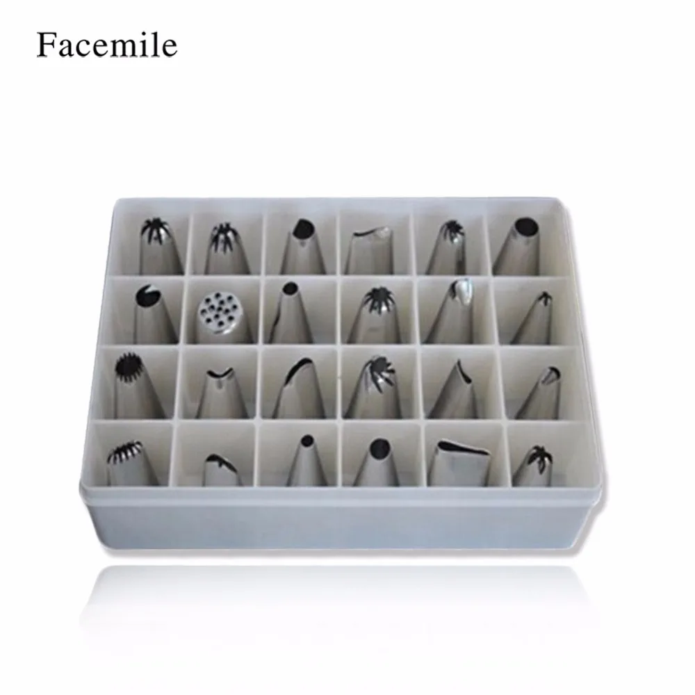 24Pcs/Set Stainless Pastry Icing Piping Nozzle Bag Sugarcraft Decorating Tool Tip Sets Fondant