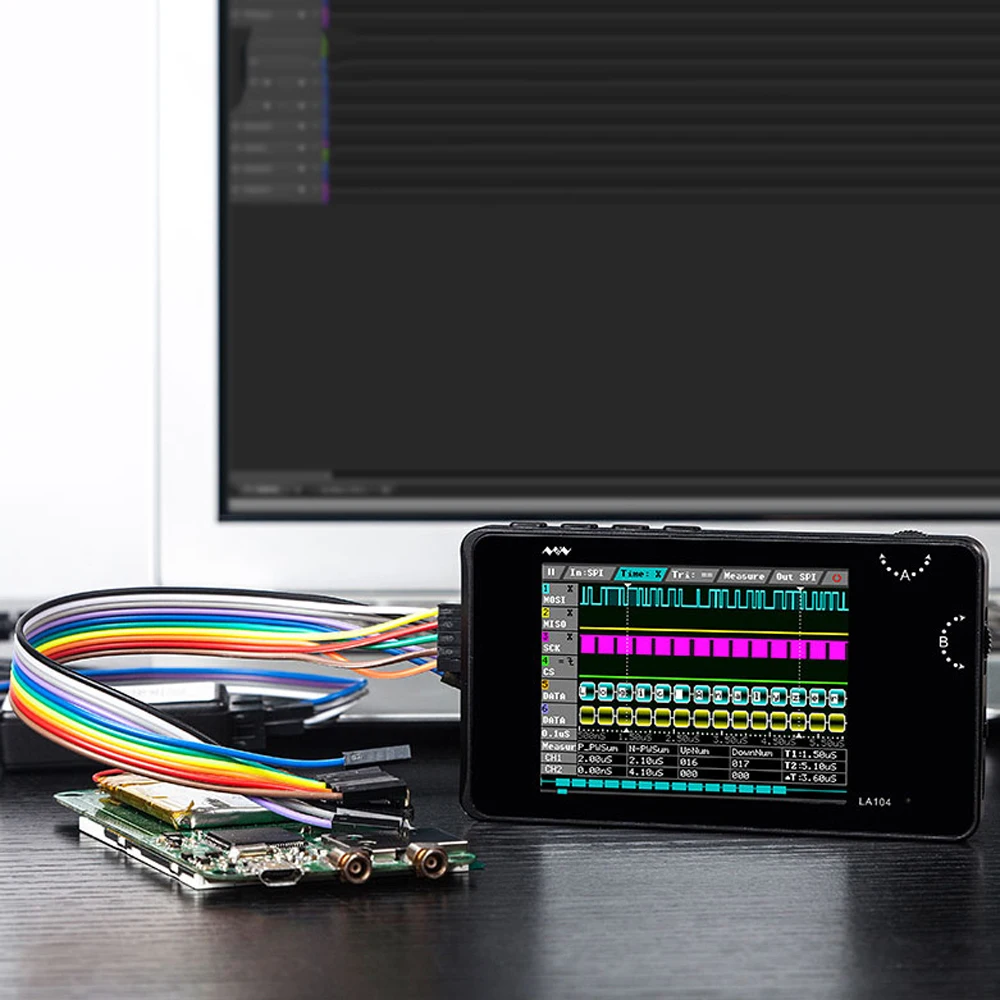 4-канальный Портативный цифровой логический анализатор LA104 USB Мини 100 МГц максимальная частота дискретизации Встроенный 8 Мб флэш-память 2,8 дюйма осциллограф