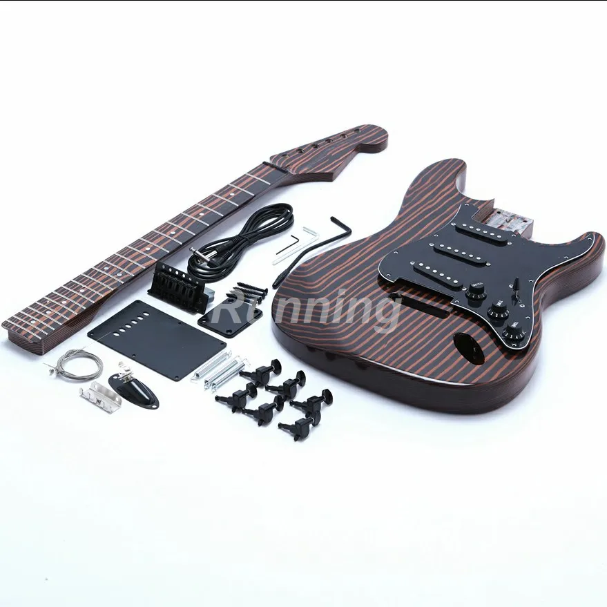 

DIY Zebra Guitar Electric Guitar Kits ST Style Zebra Wood