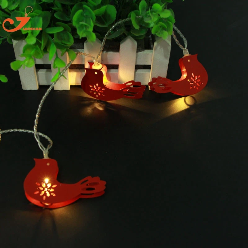 Red metal bird string lights fairy animal led Christmas light home