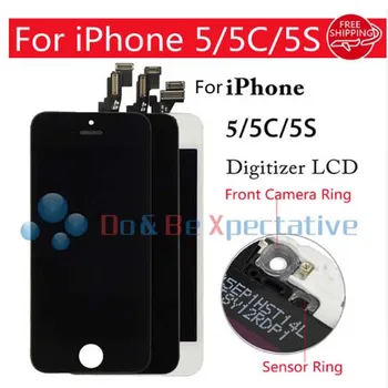 For iPhone 5S 5C 5 LCD Display Touch Screen Digitizer Assembly LCD Foam Touch Foam Front Camera Ring Sensor Frame No Dead Pixel