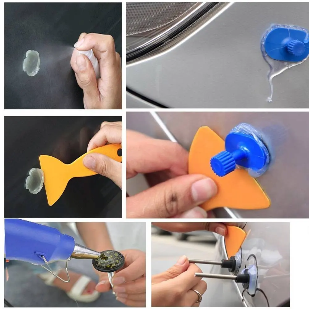 FURUIX PDR Инструменты для удаления вмятин, пластиковый скребок для удаления клея с кузова автомобиля с тряпичной спиртовой бутылкой для удаления кремния