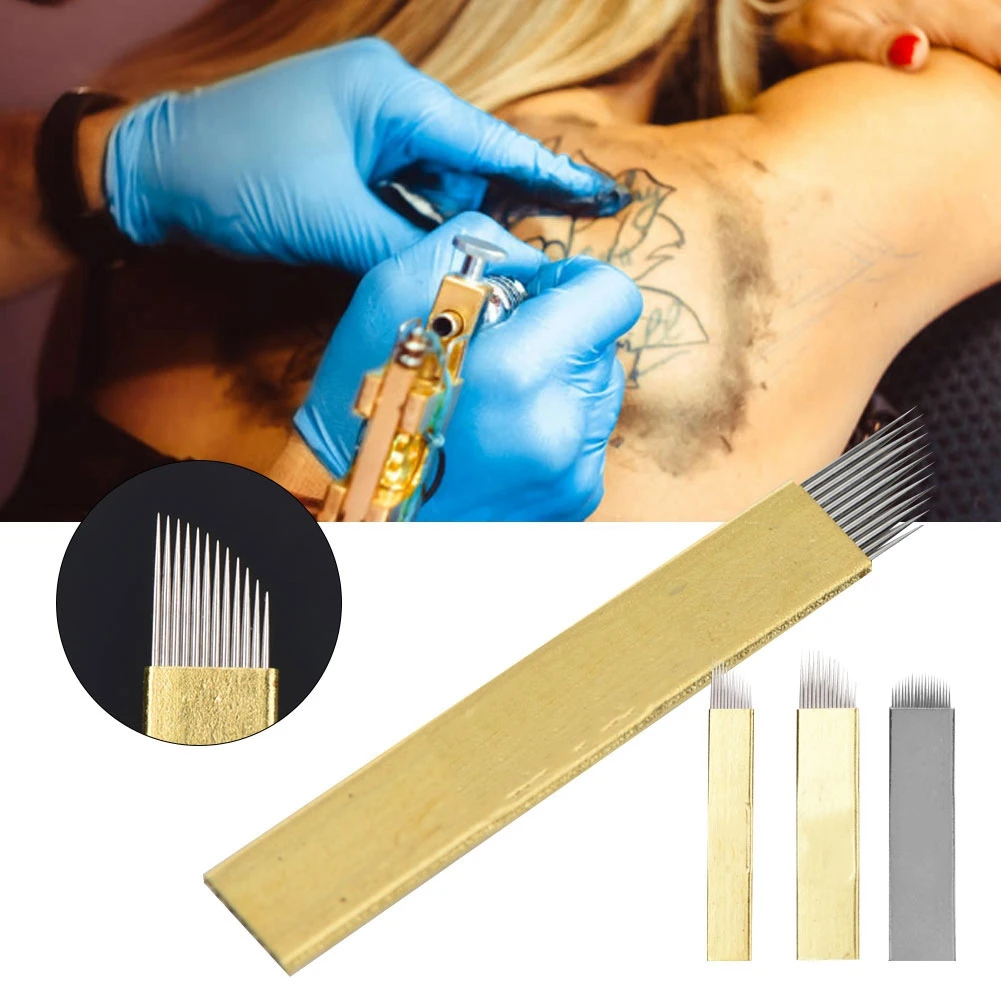 50 шт. Professional игла для нанесения татуировки Microblading ИГЛЫ Перманентный Eyeline макияж одноразовые иглы стерилизованный Professional Tattoo
