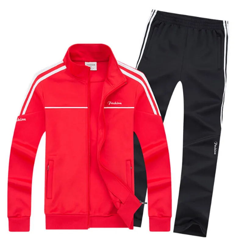 2017 New Sporting Suit Men Autumn Long Sleeve Fashion Sportswear Casual Hoodies+Pant 2 Piece Set Letter Striped Tracksuit2