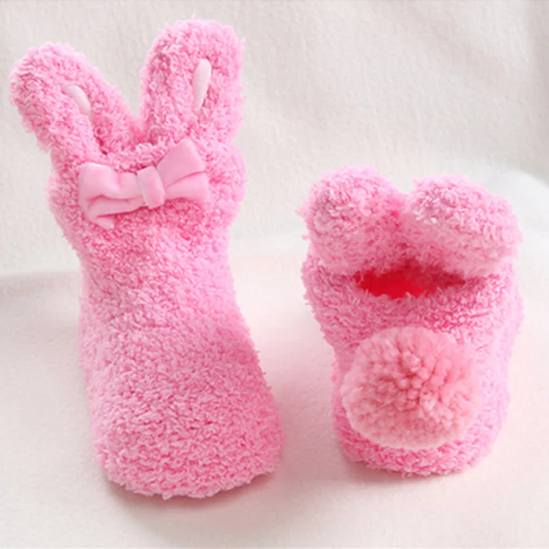 Новинка года; теплые детские носки с героями мультфильмов; бархатные носки с кроличьими ушками для маленьких девочек; теплые зимние носки с бантом для новорожденных