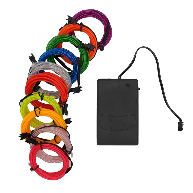 

2015 new 8 Colors 10M EL Wire Tube Rope Battery Powered Flexible Neon Cold Light Car Party Wedding Decor + car 12v Free shipping