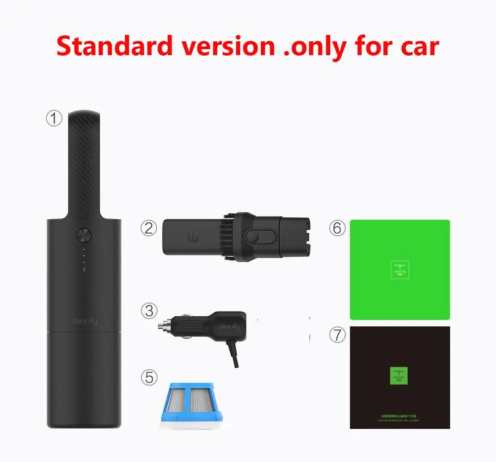 Standard Version Xiaomi cleanfly мини автомобильный портативный пылесос hepa светильник беспроводной ручной CoClean Быстрая зарядка портативный автомобильный пылеочиститель - Цвет: Standard Version