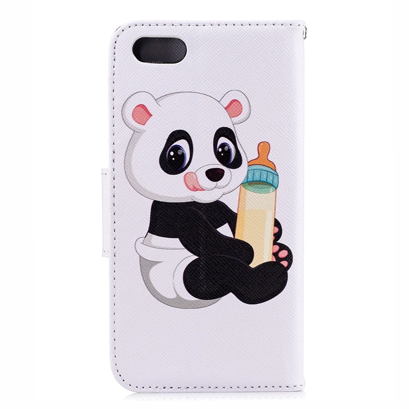Чехол Etui для Huawei Y5 2018 Роскошный кожаный бумажник с изображением панды и медведя