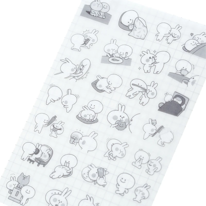 

6pcs/lot Kawaii Stickers Black And White Rabbits DIY Diary Album Decorative Scrapbooking Paper Sticker Label Sticker School Gift