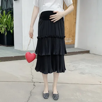 

Korean version of the new fashion maternity dress pregnant women stomach lift skirt cake skirt A word pleated pettiskirt pregnan