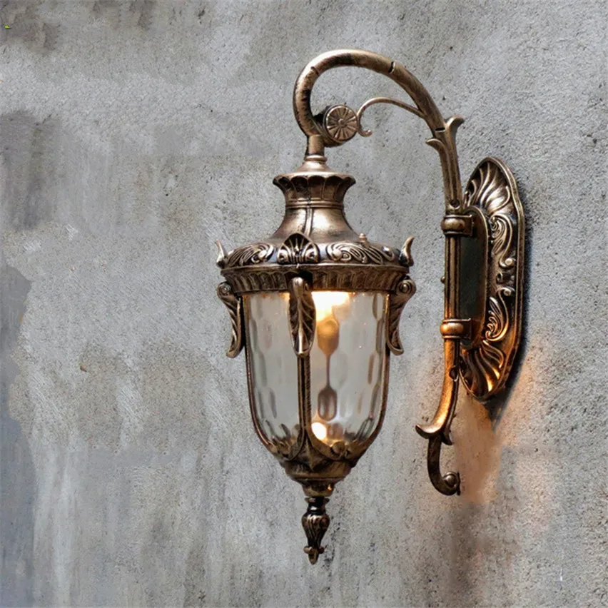 Европейский светодиодный винтажный светодиодный медный открытый настенные лампы в американском стиле вилла прохода светодиодный уши стены Ванная комната огни Водонепроницаемая садовая лампа