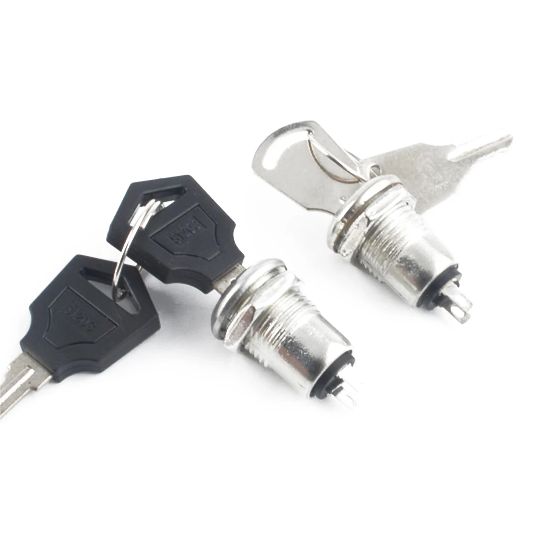 

12mm Electronic Key Switch ON OFF Lock Switch Phone Lock Security Power Switch Tubular Terminals+2 Keys 2 Position