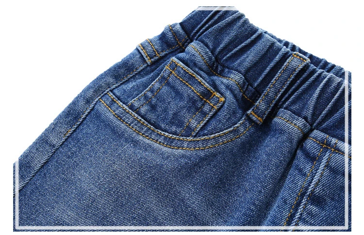 Штаны для мальчиков, детские джинсы, коллекция года, повседневные весенние джинсовые хлопковые модные штаны средней длины для мальчиков, детская одежда, детские рваные брюки