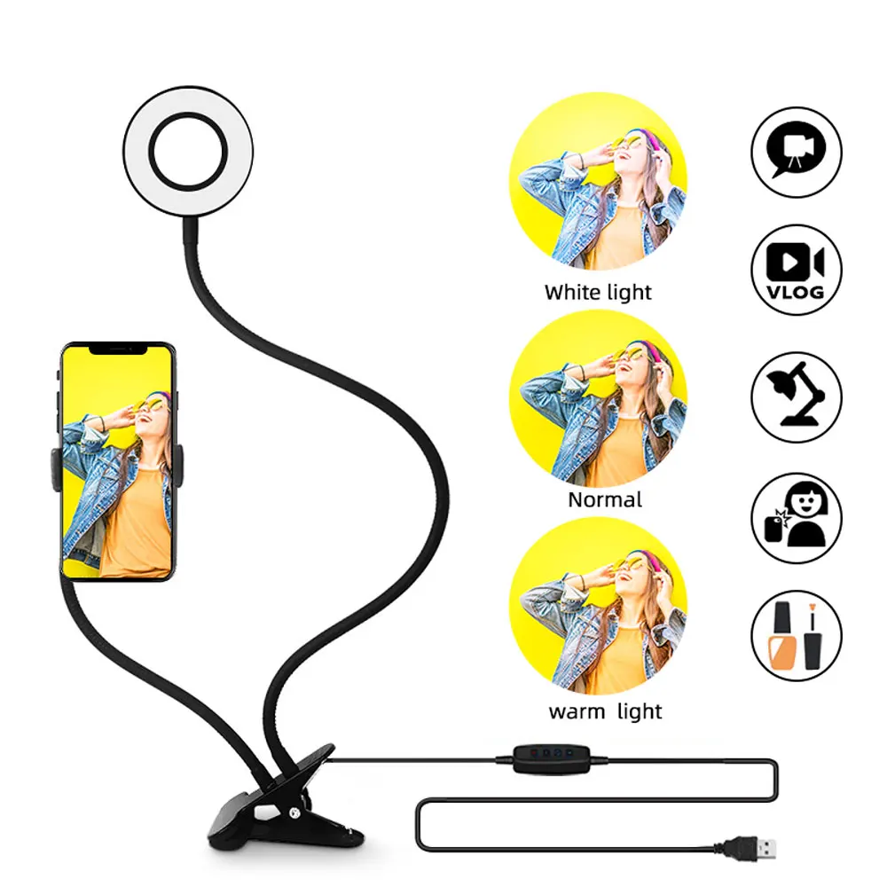 

MountDog Photo Studio Selfie LED Ring Light Mobile Cell Phone Holder Video Camera Makeup Youtube Ring Lamp Light Ring