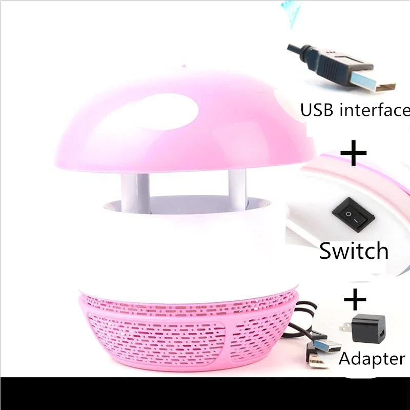 Pink with adapter Chiclits форма гриба светодиодный москитный убийца лампа немой анти-свет для радиатора с USB интерфейсом для ребенка беременных спальня открытый - Цвет: Pink with adapter