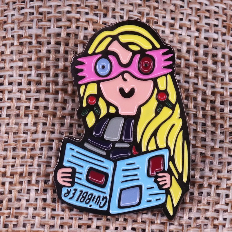

Luna Lovegood Lapel Pin Wizard Witch Badge Girl Gift for Fan Fairytale Book Enamel Pin