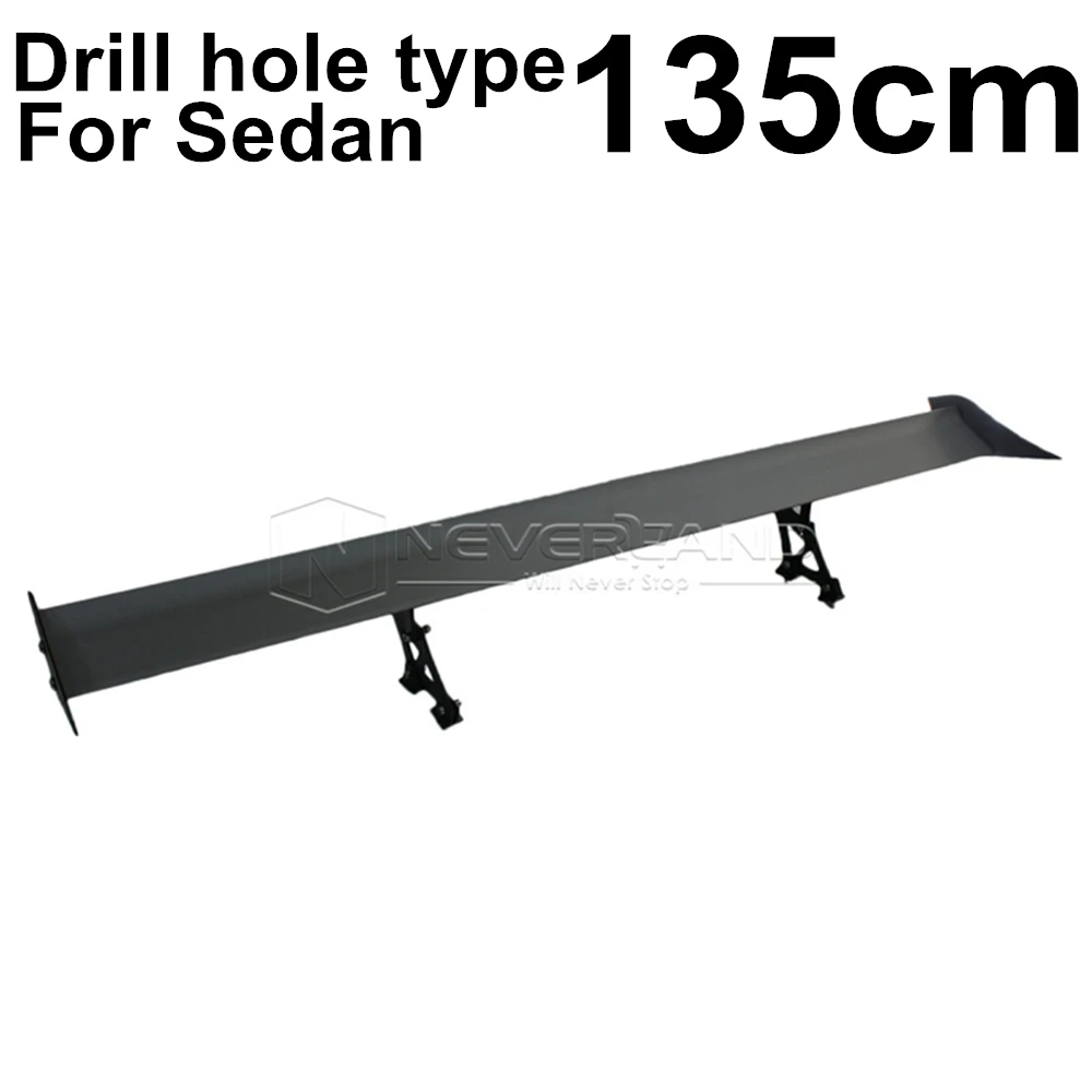

135cm 53'' Black Car Spoiler Universal Single Deck Sedan Adjustable Car GT Rear Wing Trunk Racing Spoilers Drill Hole