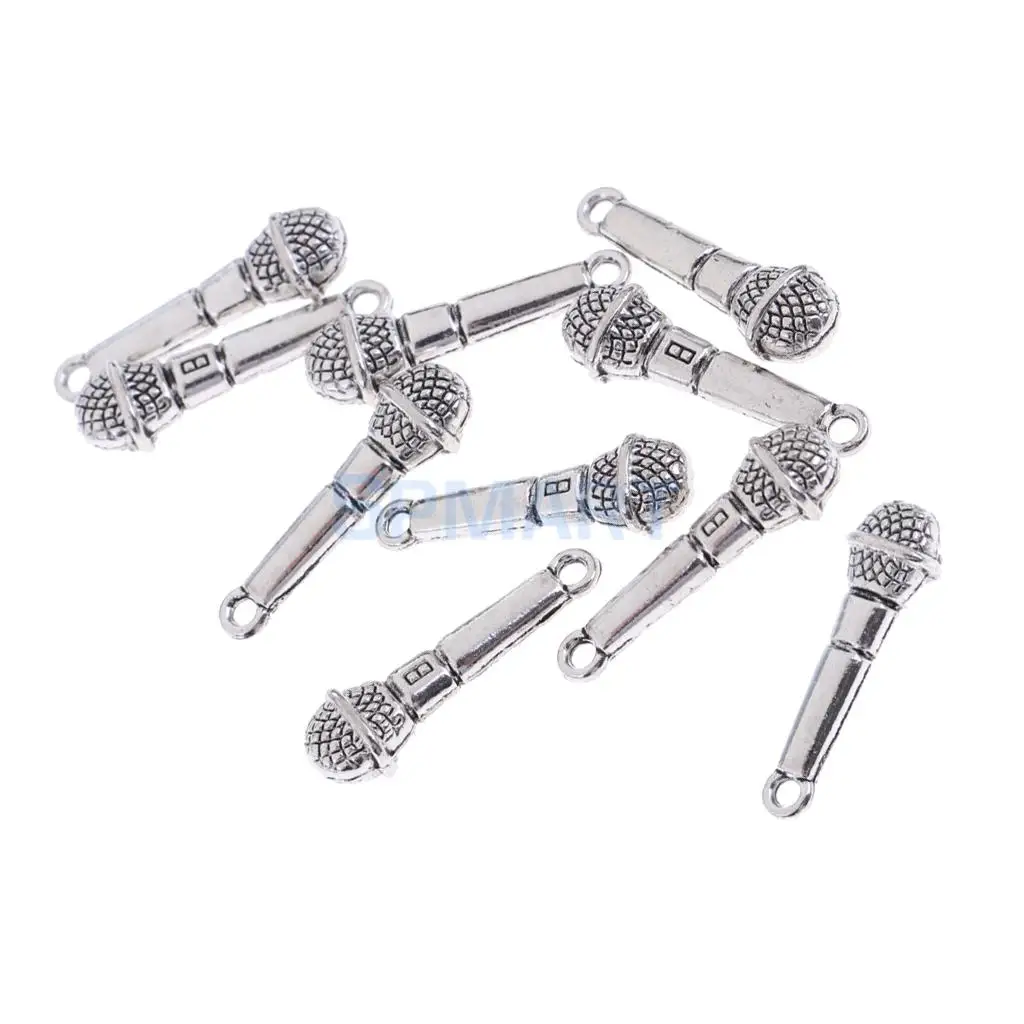 10 Pieces Alloy Microphone Model for 1/12 Dollhouse Miniature Music Room Decoration Dolls Accessories Children Kids Toys