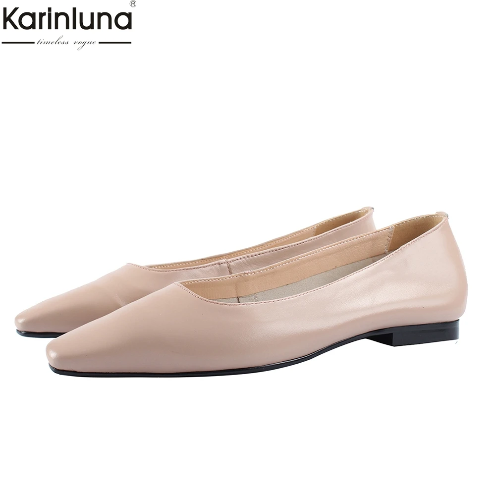 

Karinluna 2019 top quality soft full genuine leather Woman Shoes office lady shoes woman flats