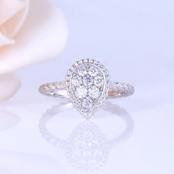 

18K 750 White Gold F Color Moissanite Pear Shape Ring for Women Fine Jewelry Wedding Ring Anniversary Gifts