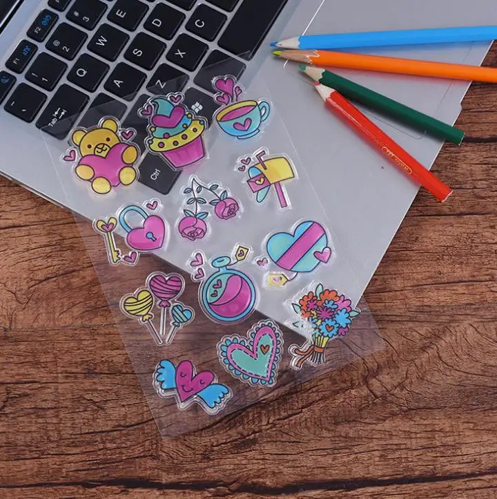 

love heart and bear Transparent Clear Stamps / Silicone Seals Roller Stamp for DIY scrapbooking photo album/Card Making