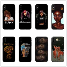Melanin Poppin черный женский художественный черный мягкий чехол для телефона iPhone 6 6 S 7 8 Plus 5 5S SE 10 X XR XS MAX curly hair shell