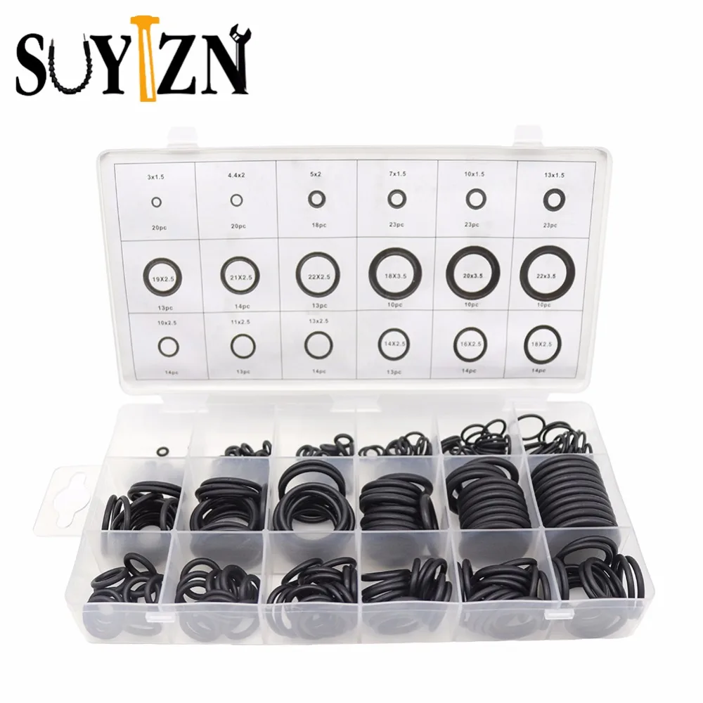 279Pcs O Ring Assortment Metric Rubber Gasket Set Black Washer