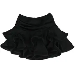 Юбка для девочек латинская юбка для танцев Детская латинская юбка балета Танцы платье-L, черный