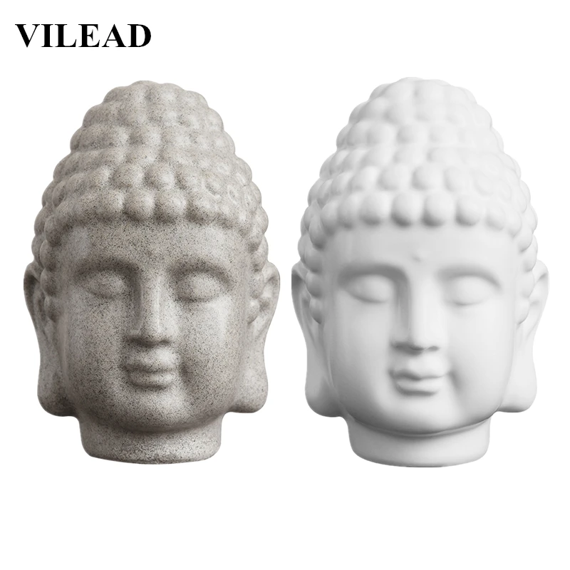 Белая статуэтка Будды VILEAD 5 9 дюйма из песчаника Статуэтка искусственной смолы