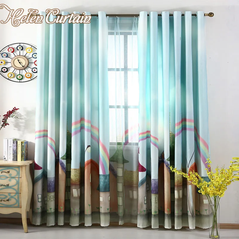 Helen Curtain 3D Printed Rainbow Town Blackout Kids Curtains Soft Curtains For Children\u0026#39;s ...