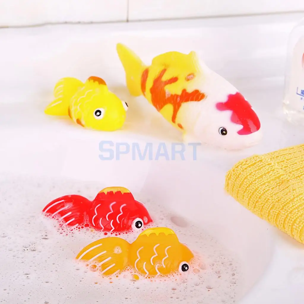 4 шт. плавающей мягкий резиновый Золотая рыбка животных Для ванной Ванна игрушка сжимая писклявым Для ванной воды малыш одежда для малышей