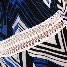 Vintage Print Summer Dress Women Hollow Out Patchwork Sexy V-neck Slim Elegant Off Shoulder A-line Casual Dresses