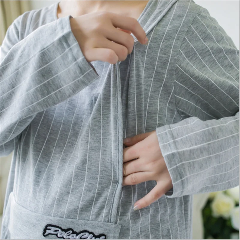 Для беременных и кормящих одежда для беременных женщин пижамы хлопок осень послеродовой грудного вскармливания одежда домашний костюм пижама для беременных