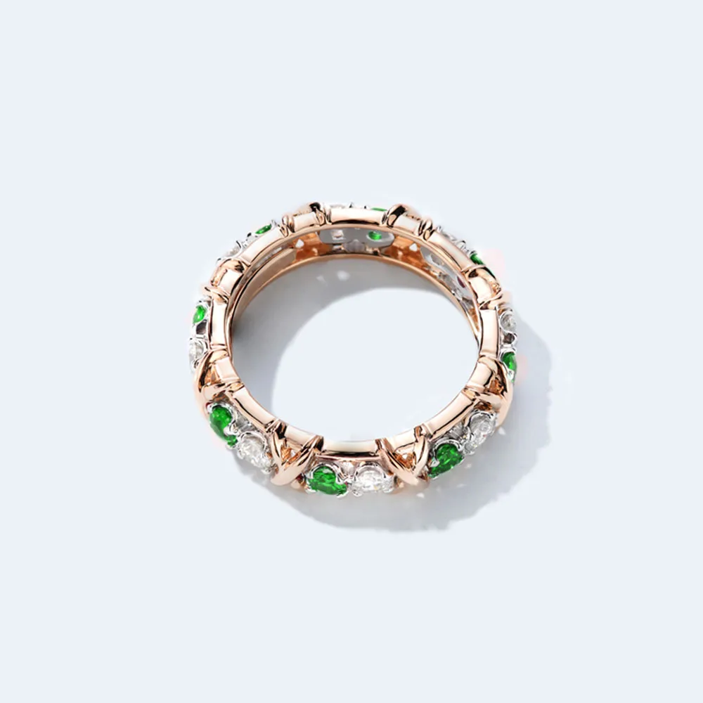 1 6 CTW карат Лаборатория Grown DF Moissanite Sapphire Ruby Eternity Band Solid 14K желтое золото Обручальное