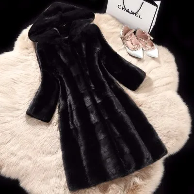 Manteau femme hiver Высококачественная Женская норковая шуба с капюшоном pelliccia donna Furry женская зимняя парка верхняя одежда больших размеров