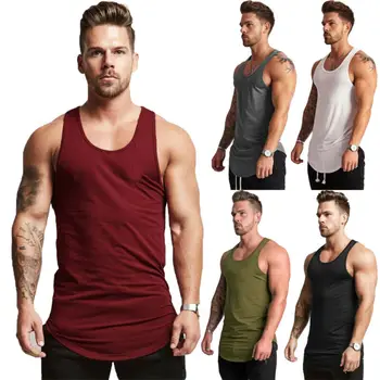 

2019 high quality Men's Summer Muscle Sleeveless Tank Top T-Shirt Bodybuilding Sport Fit Vest Tee