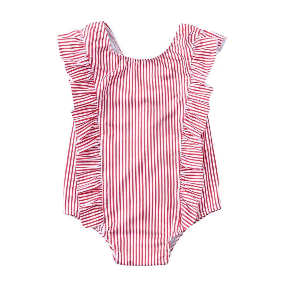 

2019 Swimwear For Girls Toddler Kids Baby Girl Swimsuit Ruffles Bathing Suit Bikini Striped Swimwear F325