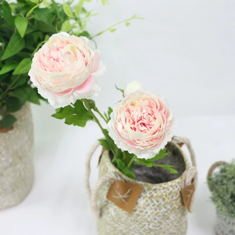 JAROWN Artificial 3 Heads Peony Flowers Branch Simulation Silk Fake Rose Flower For Wedding Decorations Home Party Decor Floers (7)