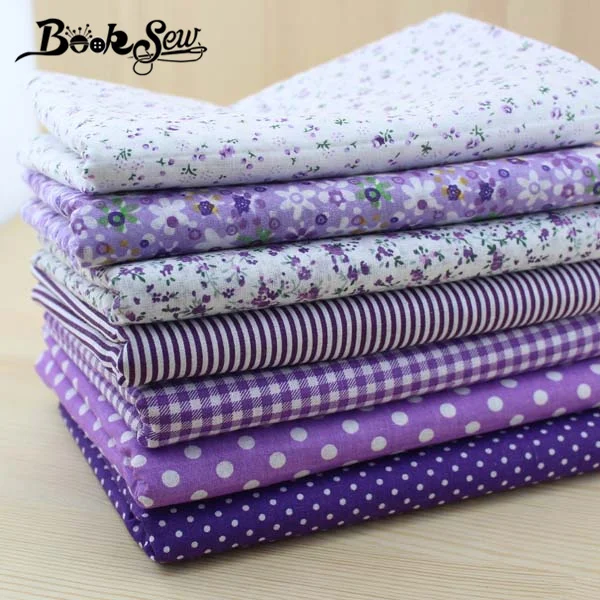 Booksew 50cm*50cm 7 pieces Purple Cotton Fabric Fat Quarter Bundle
telas patchwork Quilting Tilda Fabric Sets Sewing